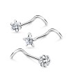 3 Silver Nose Stud Sets NSK-SET-1107